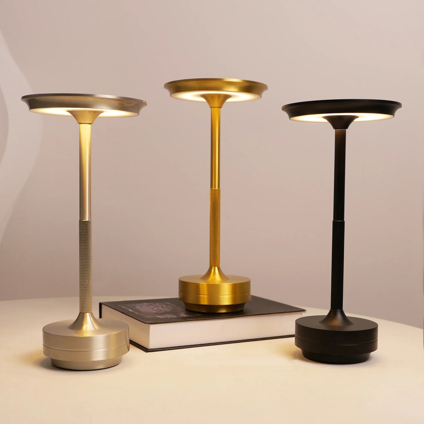 Aluminum Rechargeable LED Desk Lamp Dimmable Touch Portable Retro Atmosphere Bedside Night Light