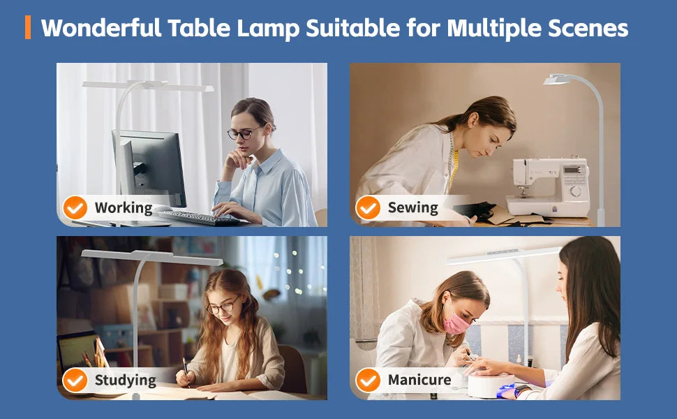 LED Clamp Desk Lamp – 3 Colours Stepless Dimming Memory Function