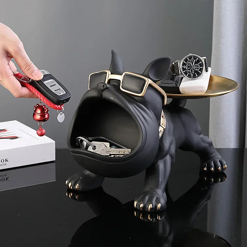 Bulldog Resin Statue Storage Tray