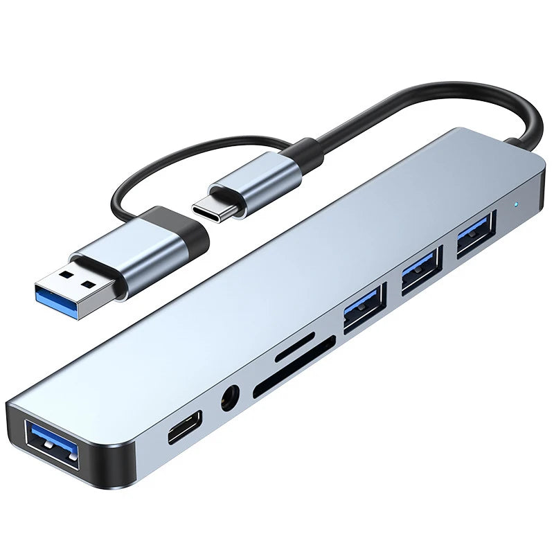 8-in-2 USB-C Hub – Docking Station with HDMI, SD Card & Audio