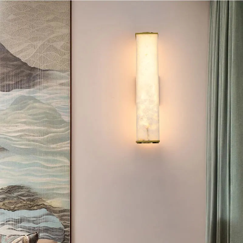 Marble LED Wall Sconce Copper Bedside Bedroom Wall Light