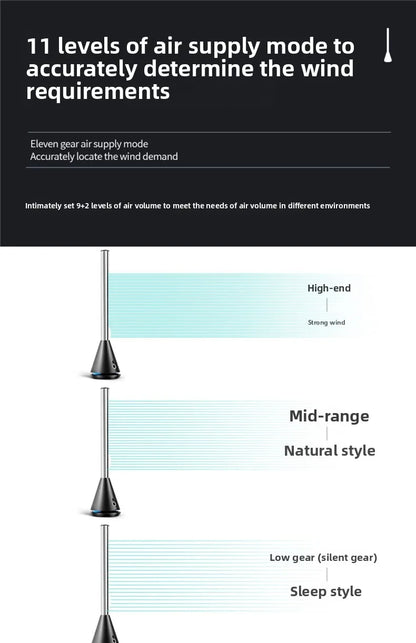 Bladeless Tower Fan 97cm Quiet Pedestal Fan with Remote & Timer Black or White