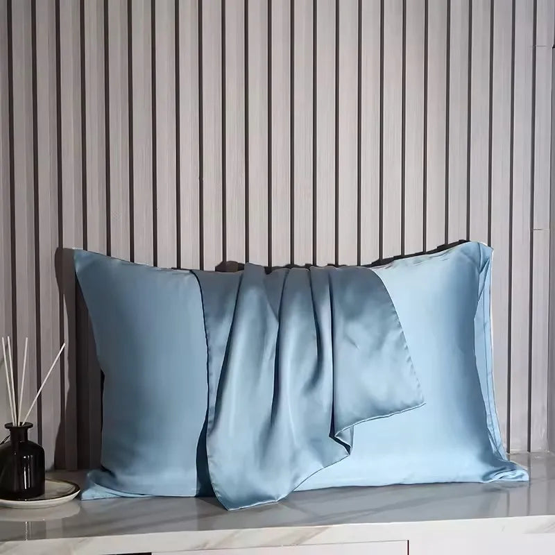 Silk Pillowcase White Black Grey Khaki Blue Pink Sliver Bed Pillow Covers Luxury Cases Home