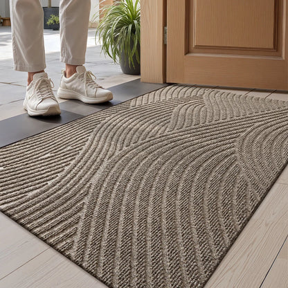 Grooved Geometric Doormat Non-Slip Scraper Entrance Mat 2 Sizes
