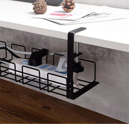 Under-Desk Metal Cable Tray No-Drill Installation Sturdy Build Floor-Free Cabling