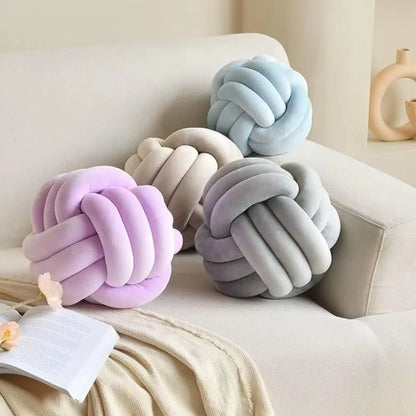 Velvet Knot Ball Cushion Decorative Round Throw Pillow 22cm or 28cm