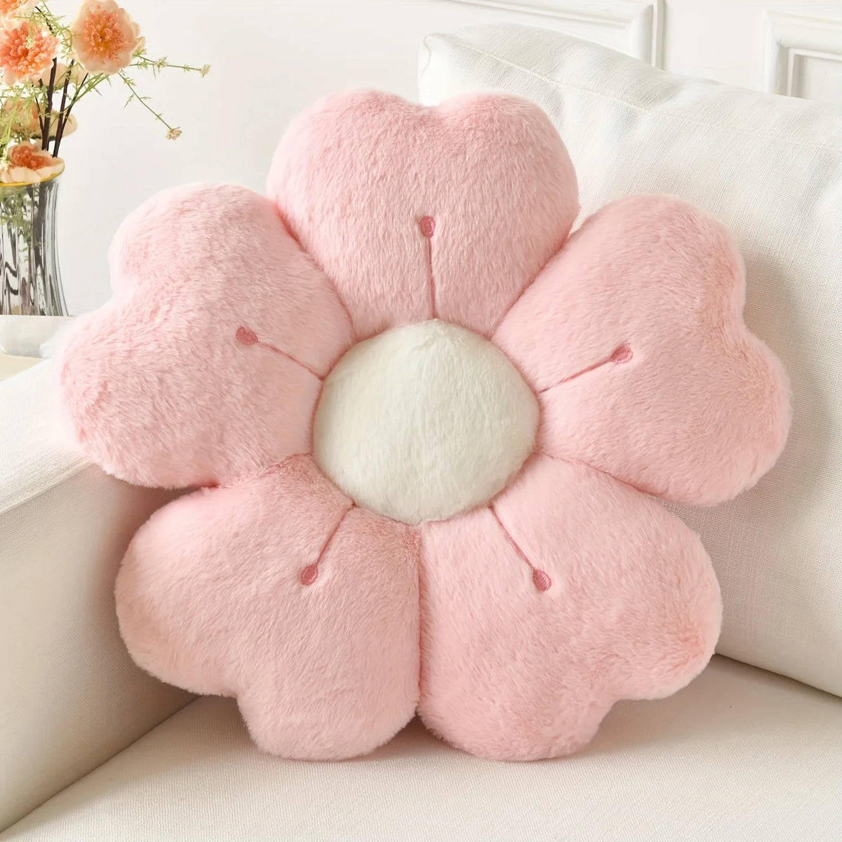 Flower Shaped Plush Throw Pillow Cute Floor & Chair Cushion 35cm