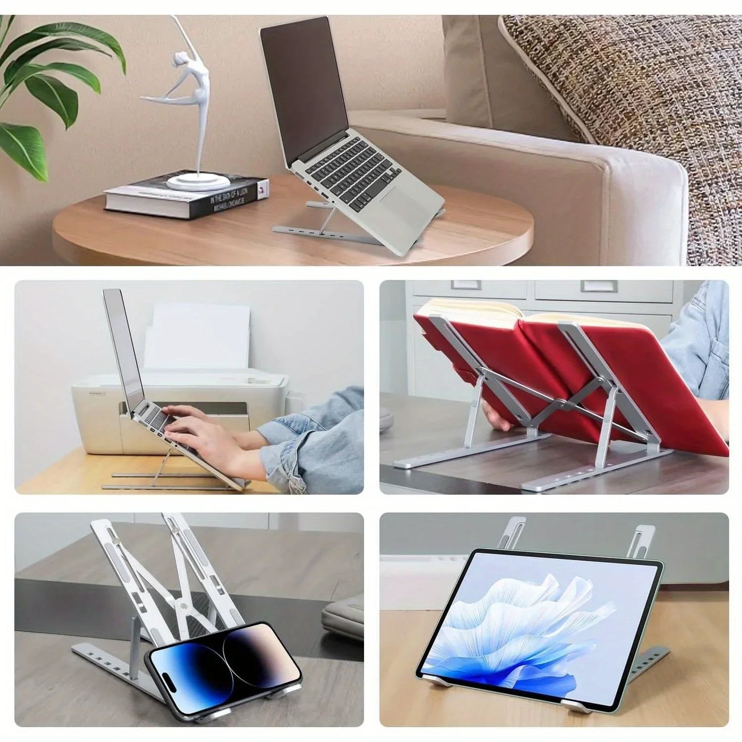 Aluminium Laptop Stand – Foldable Adjustable Cooling Riser 8–16"