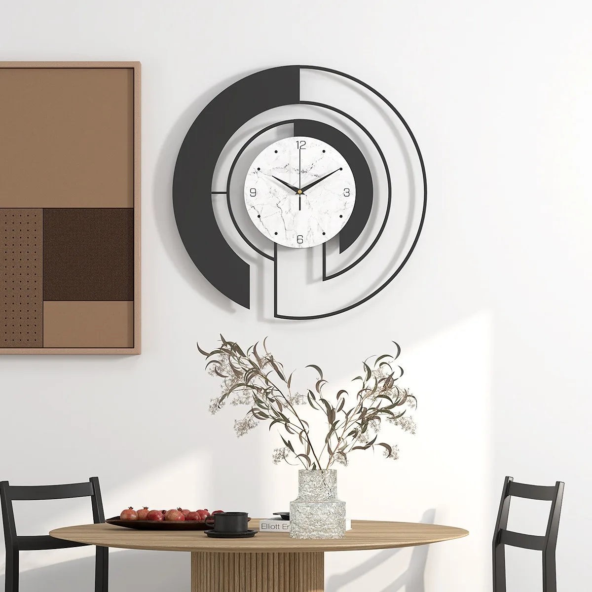Gold Wall Clock Decorative Art for Living Room Entrance Metal Frame Silent Non-Ticking Home Decor