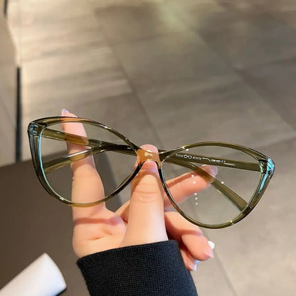 Y2K Retro Oval Frame Glasses Women Female Sweet Cool Eyewear Trend Reading Computer Anti Blue