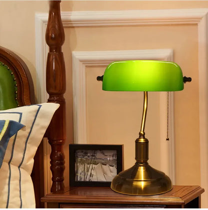 Retro Bank Table Lamp European Style Glass Office Antique Copper Colour Living Room Bedroom