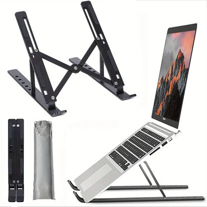 Aluminium Foldable Laptop Stand Adjustable Cooling Ergonomic Home Office 4 Anti-Slip Rubber Pads