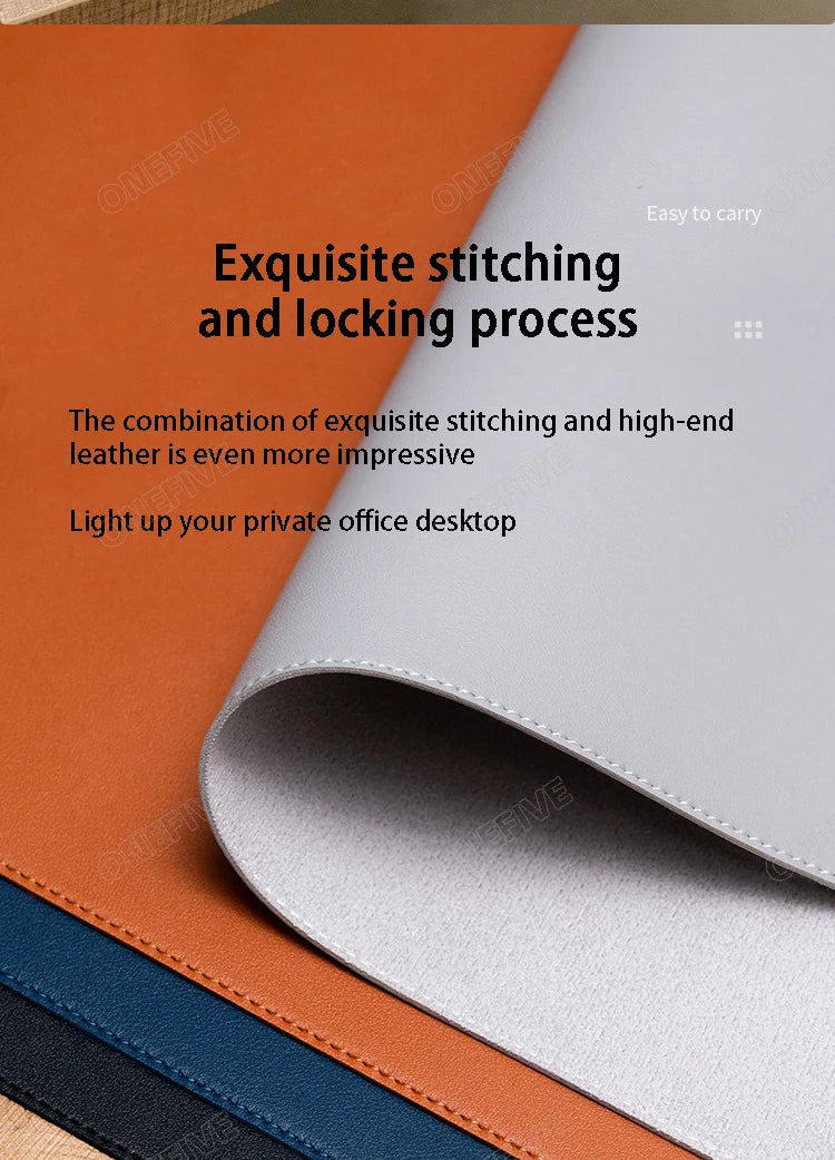 Two-Tone PU Leather Desk Mat – Large Waterproof Mouse Pad