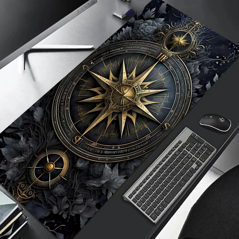 XXL Vintage Steampunk Compass Gaming Mouse Pad Large Desk Mat Non-Slip Stitched Extended Office