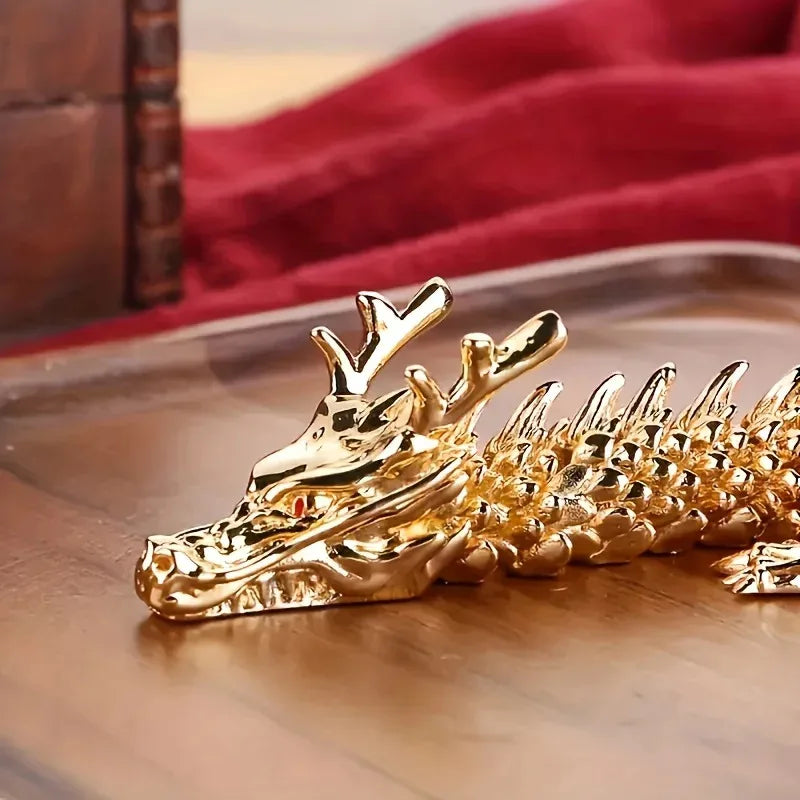 Golden Dragon Statue with Movable Limbs