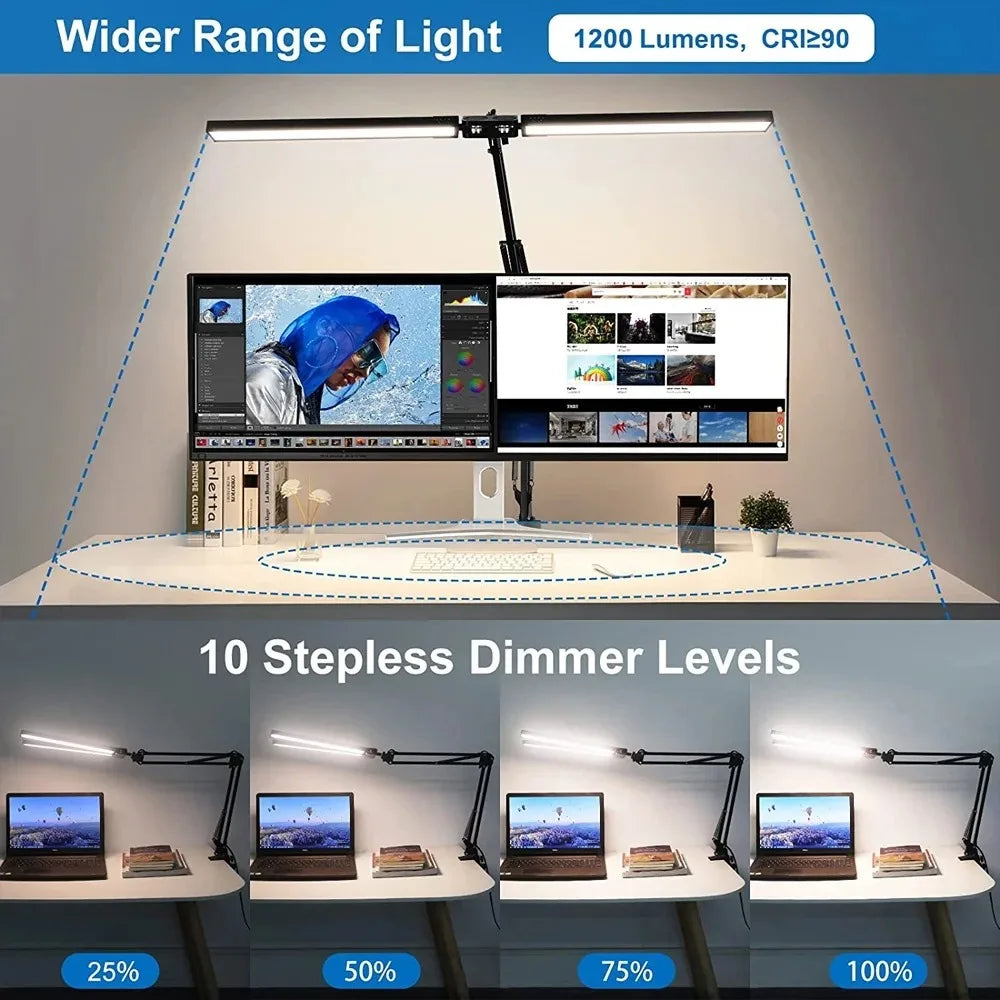 LED Architect Desk Lamp – Double Head Gooseneck 5 Colour Dimmer