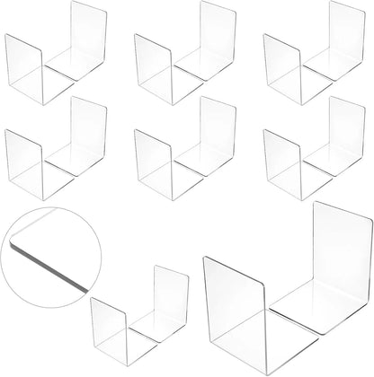 Transparent Acrylic Bookends L-Shaped Desktop Book Organizer Clear Black White 2 4 8 Pack Office