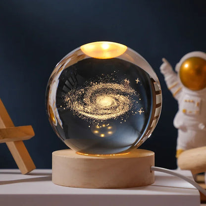 3D Galaxy Crystal Ball Night Light Bedroom Lighting Gift Ideas Moon Lamp Warm 3000K Glow
