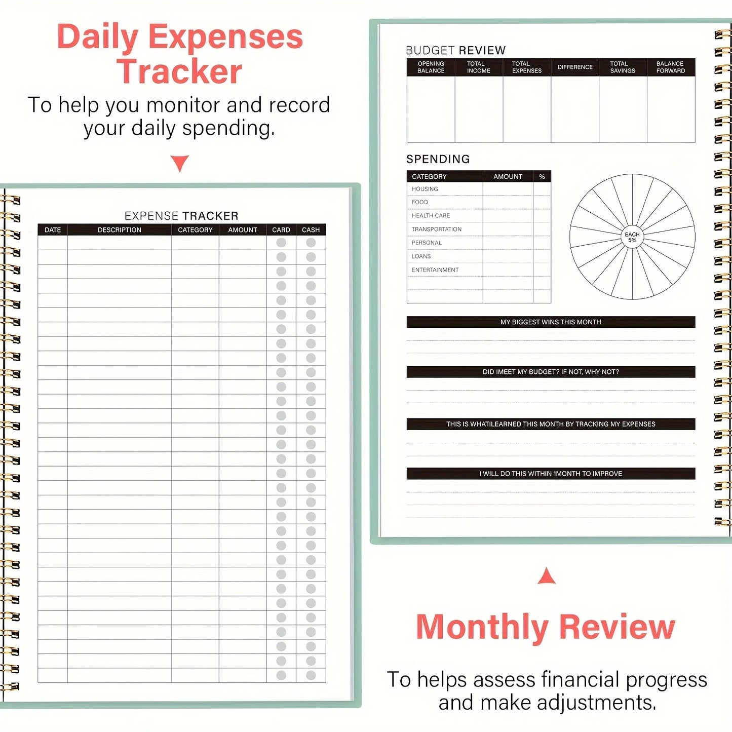 Monthly Finance Budget Planner Organizer with Expense Tracker Notebook to Manage Your Money
