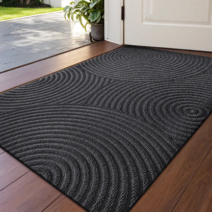 Grooved Geometric Doormat Non-Slip Scraper Entrance Mat 2 Sizes
