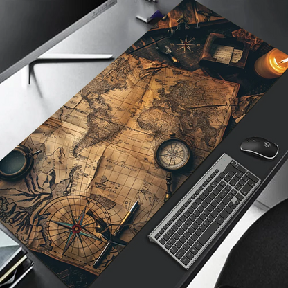 XXL Vintage Steampunk Compass Gaming Mouse Pad Large Desk Mat Non-Slip Stitched Extended Office