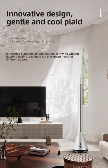 Bladeless Tower Fan 97cm Quiet Pedestal Fan with Remote & Timer Black or White