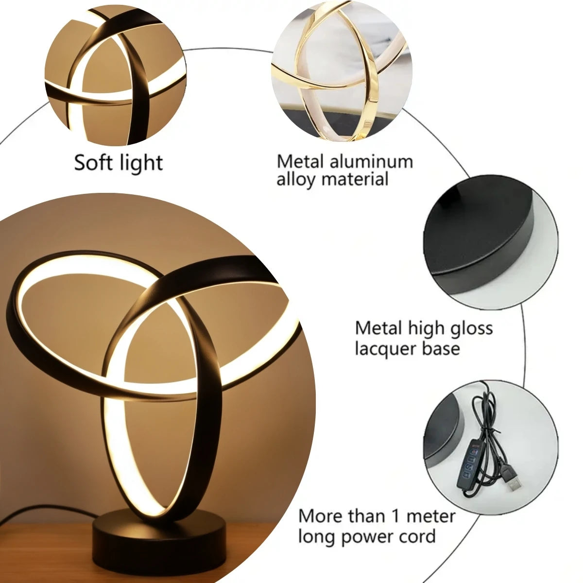 LED USB Dimmable Desk Lamp – Modern Gold Design Eye Care Light