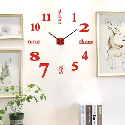 3D Number Poster Wall Clock Oversized Numbers Soundless Movement DIY Layout