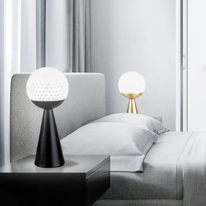 Glass Ball Table Lamps Gold Metal Cone Lights Living Room Beside Lamp Study Desk Book Light Art