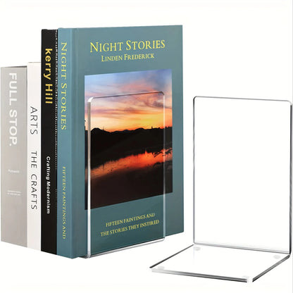 Transparent Acrylic Bookends L-Shaped Desktop Book Organizer Clear Black White 2 4 8 Pack Office