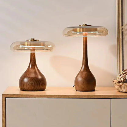 Retro Style Floor Lamp Wooden French Desk for Bedroom Living Room Study Hotel Bedside Table Glass