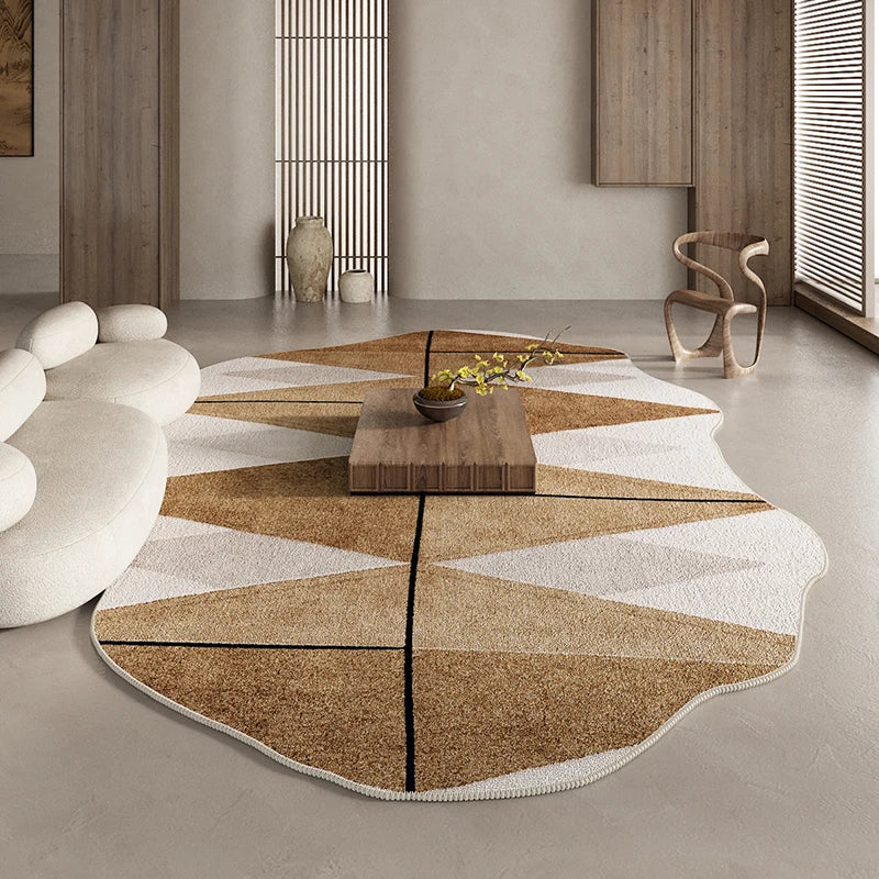 American Retro Brown Plush Area Rug Living Room