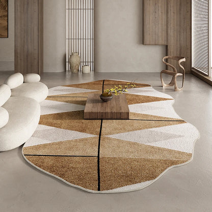 American Retro Brown Plush Area Rug Living Room
