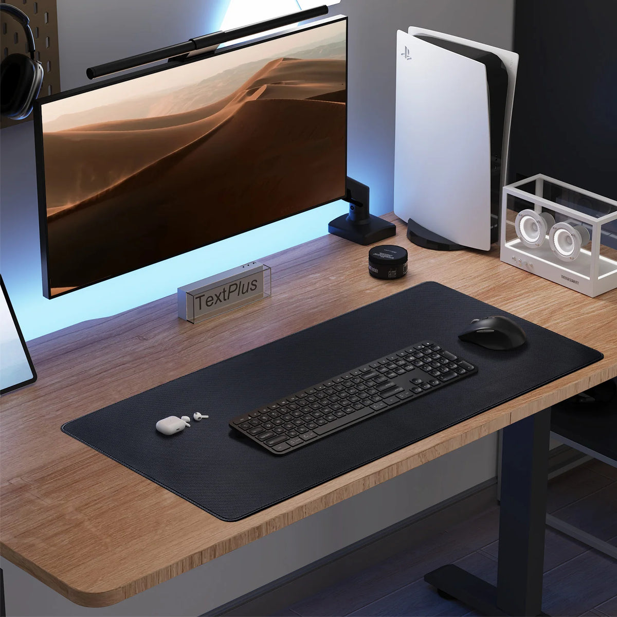 Carbon Fiber Leather Desk Pad Large Mouse Mat Waterproof