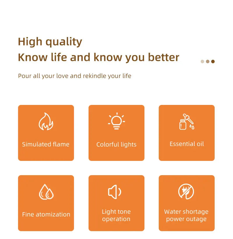 Flame Essential Oil Diffuser – LED Aromatherapy Humidifier