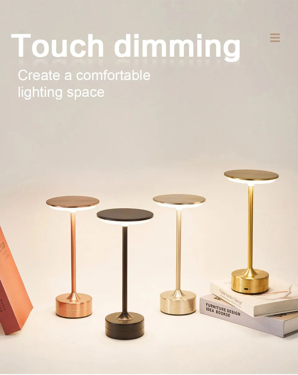 Rechargeable LED Table Lamp Touch Sensor Night Light Portable Cordless Bedroom Reading Desk