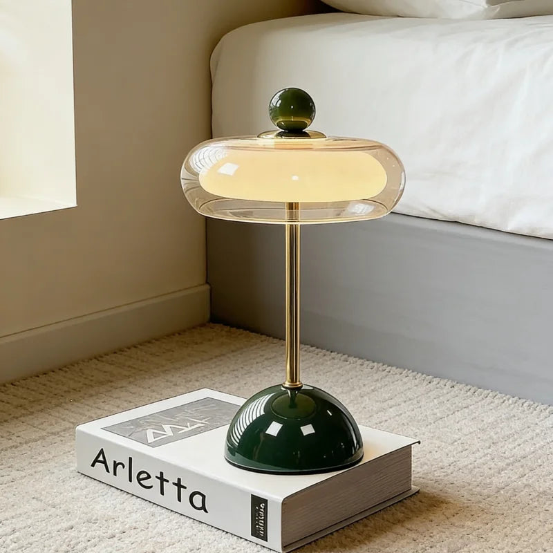 New Modern Table Lamp for Bedroom Retro Cream Style Mushroom Design Rechargeable Desk Bedside