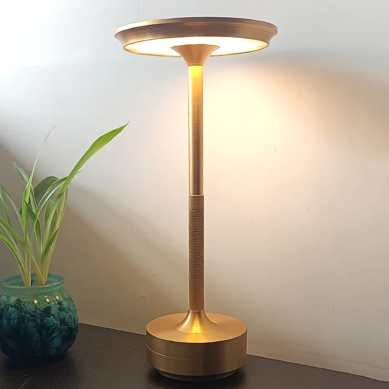 Aluminum Rechargeable LED Desk Lamp Dimmable Touch Portable Retro Atmosphere Bedside Night Light