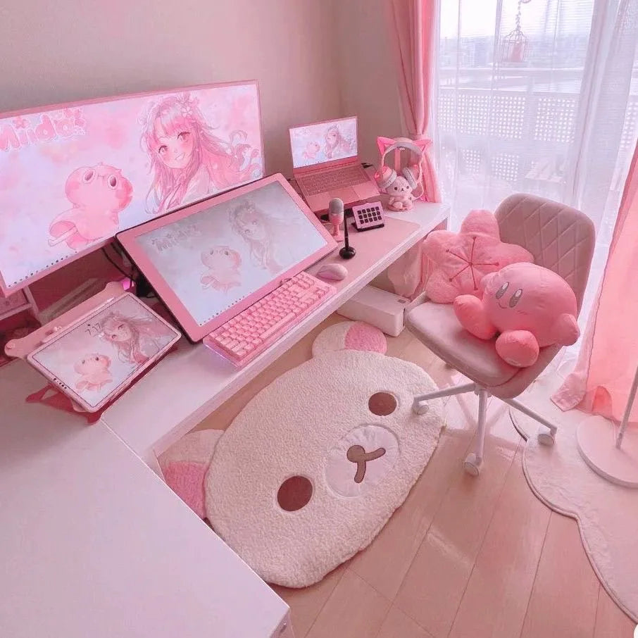 Kawaii Bear Plush Rug Soft Bedroom Floor Mat