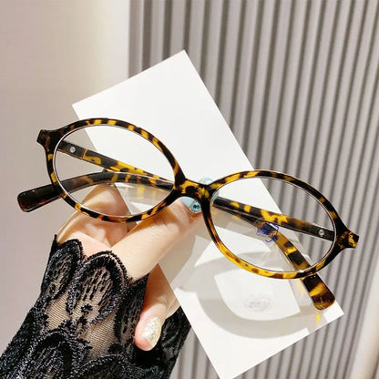 Y2K Retro Oval Frame Glasses Women Female Sweet Cool Eyewear Trend Reading Computer Anti Blue