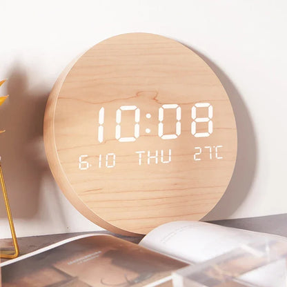 LED Digital Wall Clock with Temperature Display Multi-Function Silent Operation