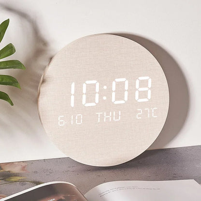 LED Digital Wall Clock with Temperature Display Multi-Function Silent Operation
