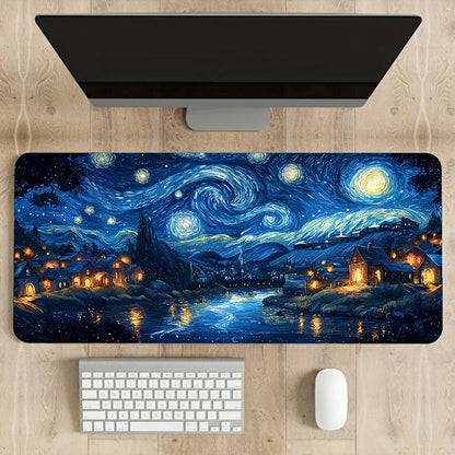 Starry Night Mouse Pad Large Non-Slip Artistic Desk Mat