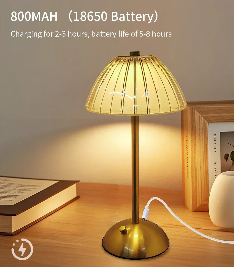 Crystal LED Table Lamp Touch Sensor Rechargeable Night Light Bedroom Bedside Bar Hotel Decor