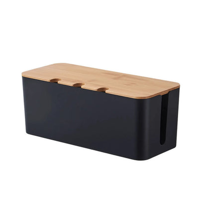 Large Wooden Cable Management Box Extra-Large Capacity Wooden-Style Cover Under-Desk Ready