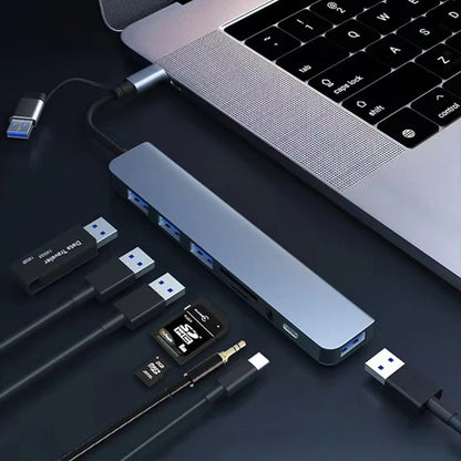 8-In-2 USB-C Hub Docking Station HDMI Laptop Accessories SD Card Reader 8 Ports in One Device