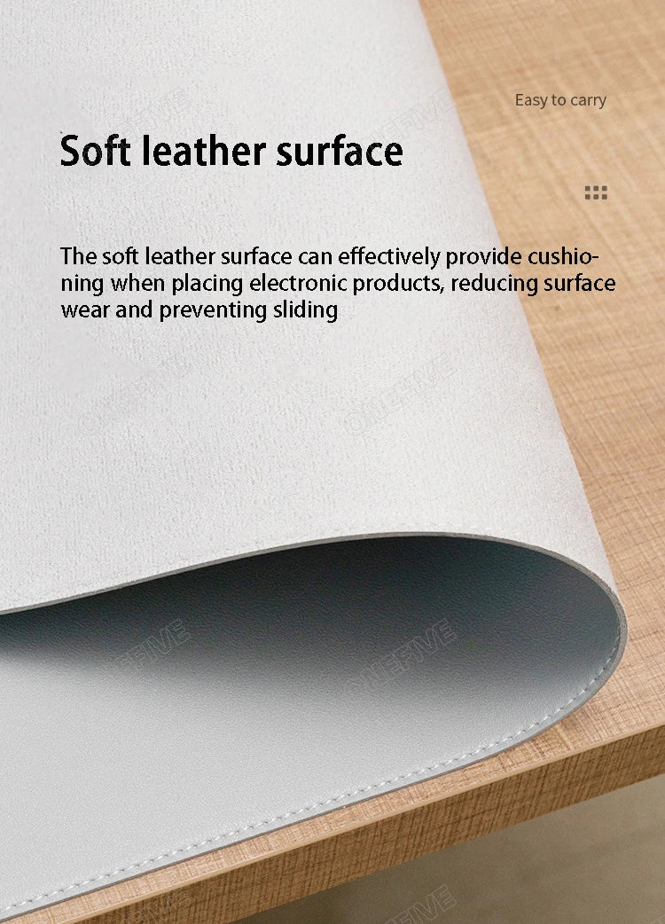 Two-Tone PU Leather Desk Mat – Large Waterproof Mouse Pad