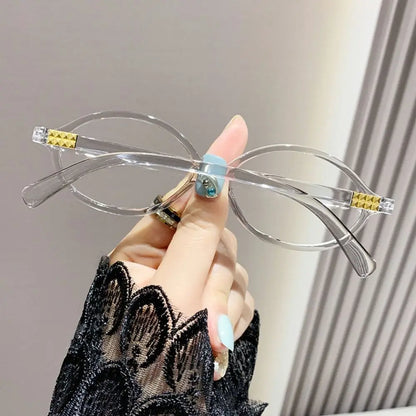 Y2K Retro Oval Frame Glasses Women Female Sweet Cool Eyewear Trend Reading Computer Anti Blue