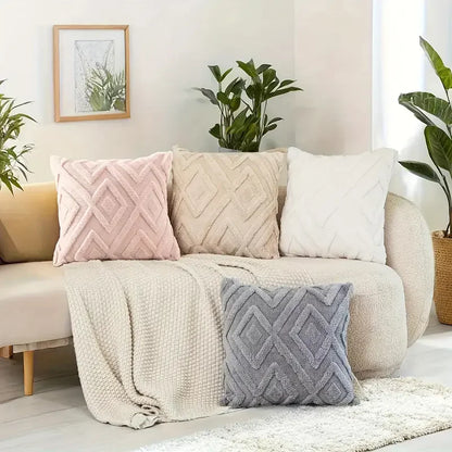Artificial Plush Geometric Pattern Throw Pillow Covers Suitable for Various Occasions Such as