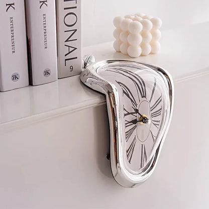 Surreal Melting Wall Clock Melted Design Silent Movement Flexible Placement